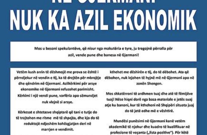 Ambasada Gjermane në Shqipëri “kundër azilit ekonomik” të shqiptarve